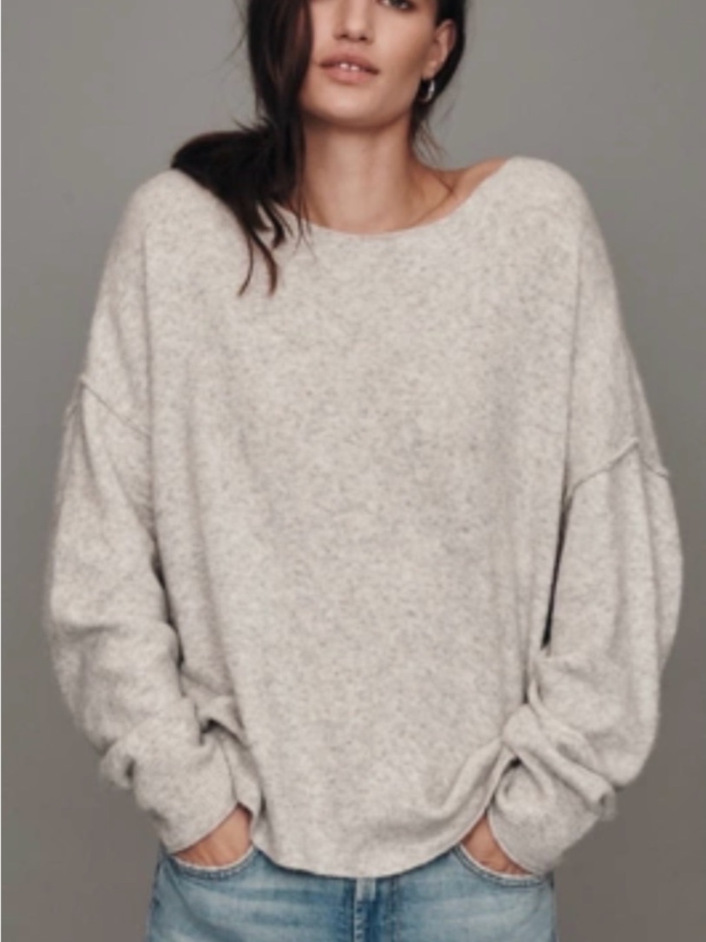 Anthro Haley Boat-Neck Wool Blend Oversized Crewneck Sweater. Size M. MSRP $118